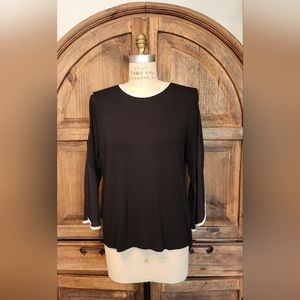 Chico's knit top with chiffon sleeves.
